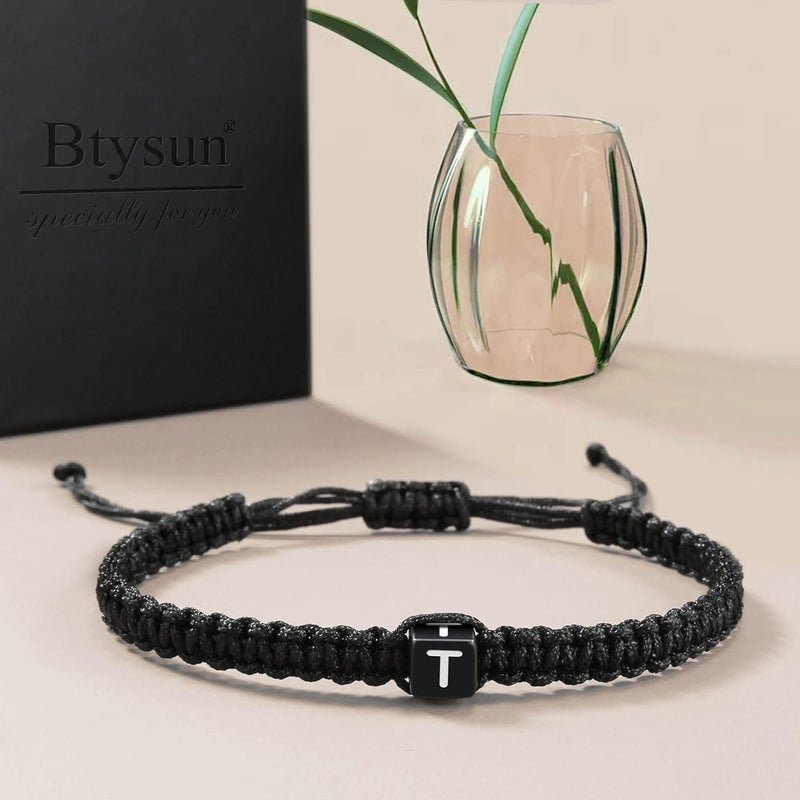Btysun Initial Bracelets for Women Men Gifts for Her Teen Girl Best Friend Birthday Graduation Dainty Braided Bracelets Letter A-Z Charm Adjustable Link Mother's Day Jewelry Mom Christmas Gifts Valentine's Day Jewelry - Image 3